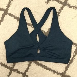 Fabletics padded strappy blue sports bra size L